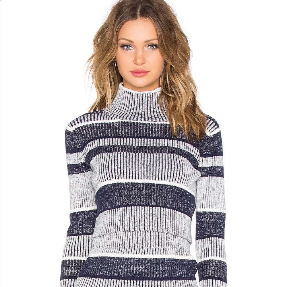 Never Catch Me Crop Sweater Navy Stripe